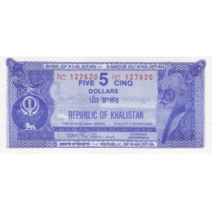 India 5 Dollars 1980's Khalistan