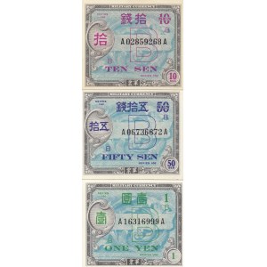 Japan 10, 50 Sen & 1 Yen 1945 (3)