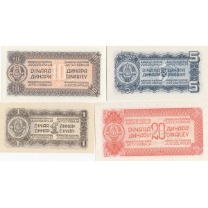 Yugoslavia 1, 5, 10, 20 Dinars 1944 (4)