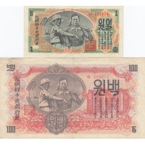 Korea North 1 & 100 Won 1947 (2)