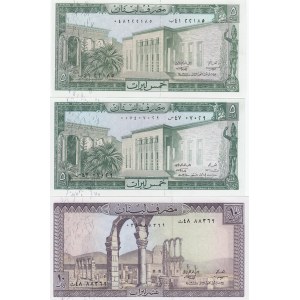 Lebanon 5 Livres 1964,74 & 10 Livres 1974 (3)