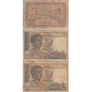 Madagascar 5 Francs 1937, 100 Francs 1950,61 (3)