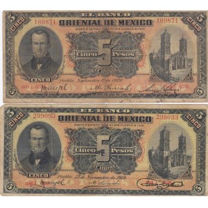 Mexico 5 Pesos 1909, 1910 (2)