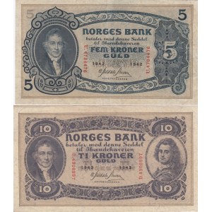 Norway 5 & 10 Kroner 1942,43 (2)
