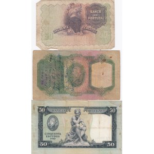 Portugal 50 Centavos, 20 & 50 Escudos 1918-55 (3)