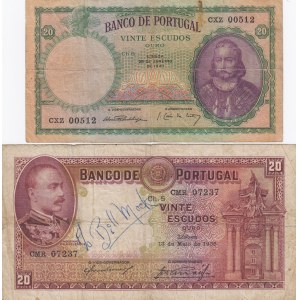 Portugal 20 Escudos 1938 & 1941 (2)