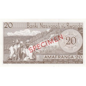 Rwanda 20 Francs 1964 specimen
