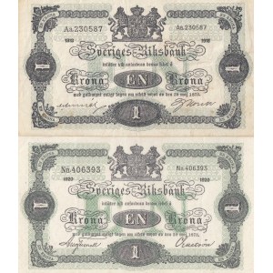 Sweden 1 Krona 1918 & 1920 (2)
