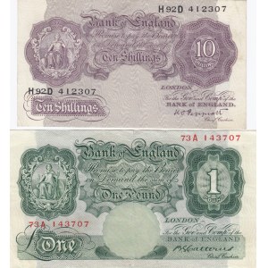 Great Britain 10 Shillings 1940 & 1 Pound 1928-48 (2)