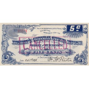USA 5 Cents 1898 Utah