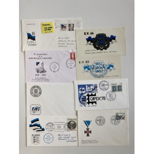 Estonia, Sweden, Canada, USA, France ESTIKA - Group of envelopes & postcards - Anniversary of the Republic of Estonia (8