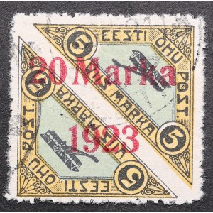 Estonia air mail stamp with 20 Marka 1923 overprint on 5 Marka