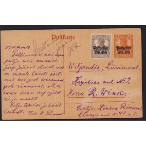 Estonia, German Occupation I World War postcard - From Tallinn to Viljandi 1918