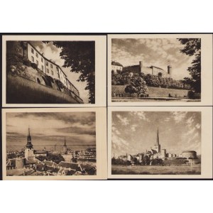 Estonia Group of postcards - Tallinn - Vaade Toompealt, Toompea kindlus, Majad Toompea veerul, Oleviste kirik ja Paks M
