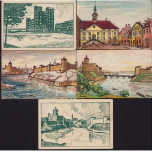 Estonia Group of postcards - Narva - Hermani ja Jaanilinna kindlused, Kosk Narva & Ivangorod, Raekoda before 1940 (5)