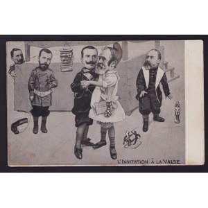 France, Russia Satirical Postcard with Nicholas II, before 1917