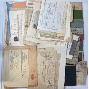 Estonia, Russia, USSR - Group of documents, checks, food coupons, permissions, notices, telegrams, diplomas etc