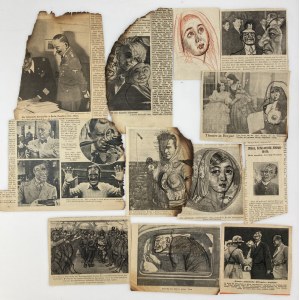 Group of drawings on newspapers from possibly Eduard Wiiralt