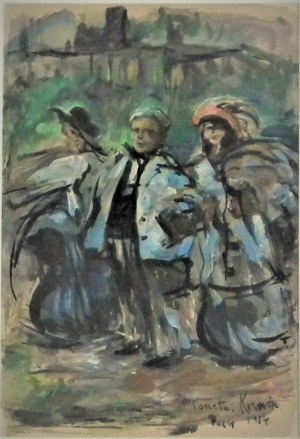 Konstantin A. Korovin(1861-1939),Portret Fiodora Szalapina z dwoma kobietami,1924