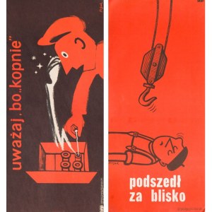 Satz von zwei OSH-Plakaten - entworfen von Jerzy FLISAK (1930-2008)