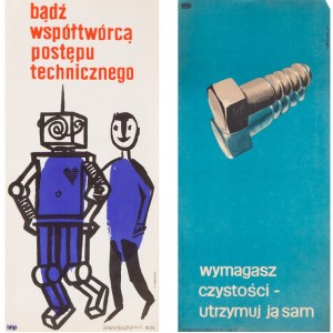 Zestaw dwóch plakatów BHP - proj. Andrzej Oniegin DĄBROWSKI (ur. 1943), Karol ŚLIWKA (1932-2018), 1968