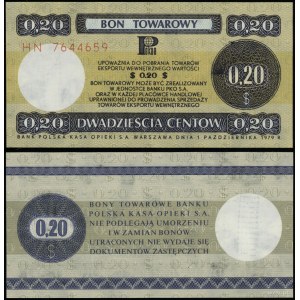 Polska, bon na 20 centów, 1.10.1979