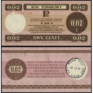 Polen, Gutschein über 2 Cents, 1.10.1979