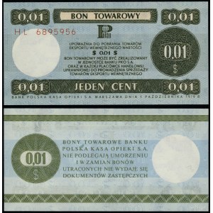 Polska, bon na 1 cent (0.01 dolara), 1.10.1979