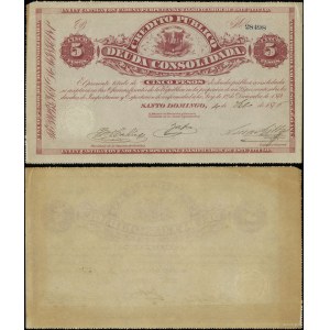 Dominikana, 5 pesos, 4.02.1876