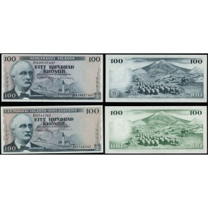 Iceland, set: 2 x 100 crowns, 1957 and 1961