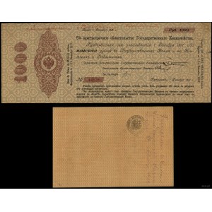Rosja, krótkoterminowa obligacja na 1.000 rubli, 1.12.1917
