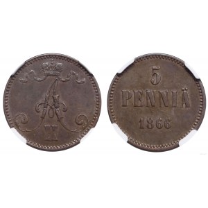 Finland, 5 penniä, 1866, Helsinki