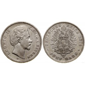 Niemcy, 5 marek, 1876 D, Monachium