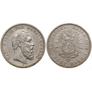 Niemcy, 5 marek, 1875 F, Stuttgart