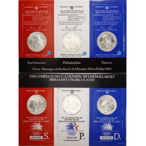 Stany Zjednoczone Ameryki (USA), zestaw 3 x 1 dolar, 1983, San Francisco, Filadelfia, Denver