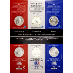 Stany Zjednoczone Ameryki (USA), zestaw 3 x 1 dolar, 1984, San Francisco, Filadelfia, Denver