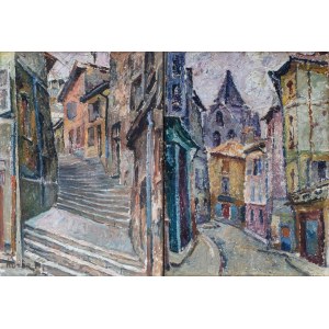 Mela Muter (1876 Warschau - 1967 Paris), Gemäldepaar: Straße in Avignon und Blick auf den Glockenturm der Kirche von Saint-Didier