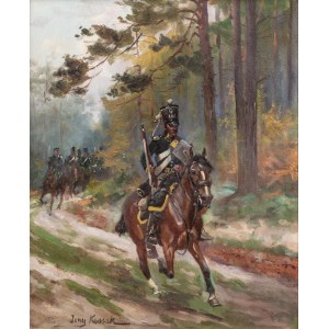 Jerzy Kossak (1886 Kraków - 1955 there), Horse Rifle Patrol from the period of the Kingdom of Poland, ca. 1914.
