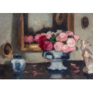 Alfons Karpinski (1875 Rozwadów - 1961 Kraków), Still life with roses and porcelain