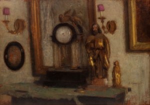 Alfons Karpiński (1875 Rozwadów - 1961 Kraków), Martwa natura z zegarem
