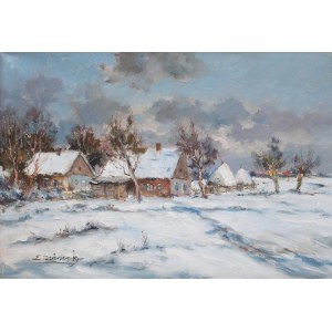 Eugeniusz Dzierzencki (1905 Warschau - 1990 Sopot), Hütten im Winter