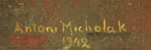 Antoni Michalak (1899 Kozłów Szlachecki - 1975 Kazimierz Dolny), Portret malarza Bernarda Frydrysiaka 1942