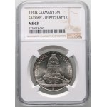 Germany, Saxony, Friedrich August III, 3 Mark 1913 E, Muldenhütten, Battle of Leipzig