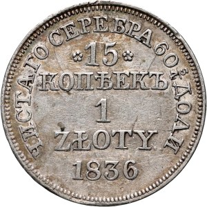 Zabór rosyjski, Mikołaj I, 15 kopiejek = 1 złoty 1836 MW, Warszawa