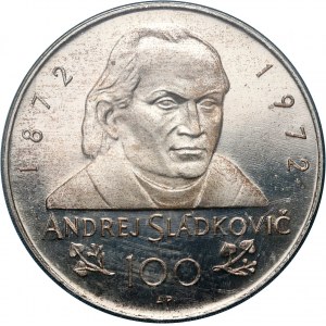 Československo, 100 korun 1972, Andrej Sládkovič, zrcadlová známka (PROOF)