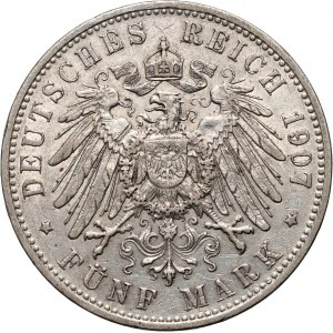 Německo, Bavorsko, Otto, 5 značek 1907 D, Mnichov