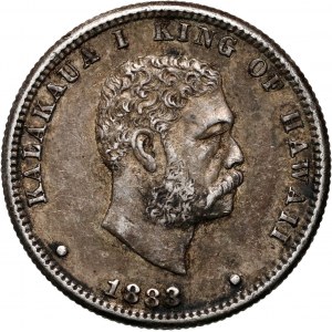 Spojené Štáty Americké, Hawaii, Kalākau, 1/4 dolára 1883, San Francisco
