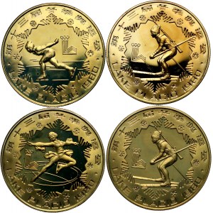 China, Münzsatz, 4 x 1 Yuan 1980, Olympische Winterspiele Lake Placid