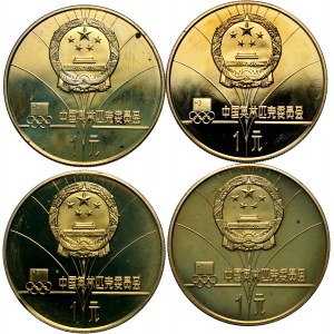 Čína, sada mincí, 4 x 1 juan 1980, Zimní olympijské hry v Lake Placid