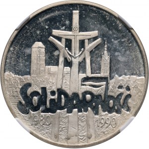 III RP, 100000 złotych 1990, Solidarność, Typ D, Oryginalny folder